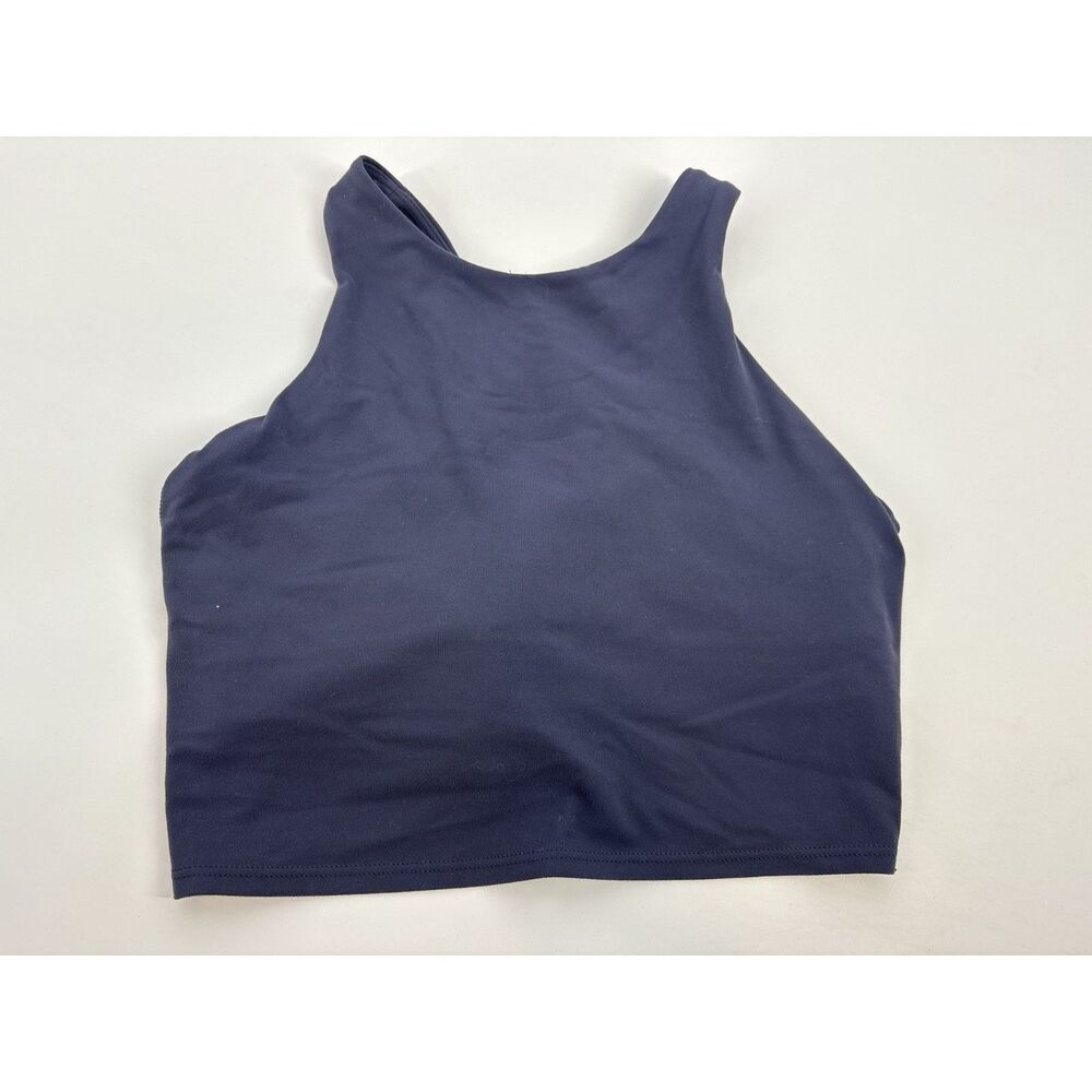 Athleta Navy Blue Sports Bra Crop Top | High Neck Athletic Tank - Picture 1 of 5